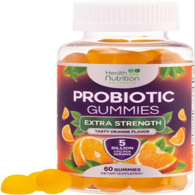 Probiotic Gummies 5 Billion CFU - Advanced Multi-Strain Probiotic Formula, Immune, Digestive, & Gut Health Support Gummy for Women, Men, Kids, Daily Probiotics Supplement, Non-GMO, Vegan, 60 Gummies