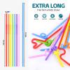 400PCS Flexible Plastic Straw,Colorful Disposable Bendy Party Fancy Straws 12.8 inch Extra Long Straws Party Decorations view 2