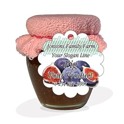 Fruits Jam Jelly Marmalade Candy Syrup Preserves Personalized Paper Tags for Present Your Home Homemade Canning or Farm Kitchen Name Product (Fig)