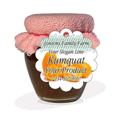 Fruits Jam Jelly Marmalade Candy Syrup Preserves Personalized Paper Tags for Present Your Home Homemade Canning or Farm Kitchen Name Product (Kumquat)