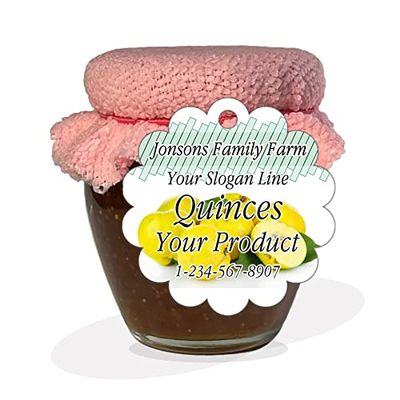 Fruits Jam Jelly Marmalade Candy Syrup Preserves Personalized Paper Tags for Present Your Home Homemade Canning or Farm Kitchen Name Product (Quinces)