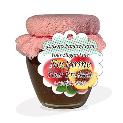 Fruits Jam Jelly Marmalade Candy Syrup Preserves Personalized Paper Tags for Present Your Home Homemade Canning or Farm Kitchen Name Product (Nectarine)