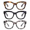 AMOMOMA 3 Pack Retro Oversized Reading Glasses for Women Blue Light Blocking Computer Readers Spring hinge AM6003 with Brown+Blue+Grey Tortoise Frame 2.25 x view 1