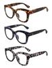 AMOMOMA 3 Pack Retro Oversized Reading Glasses for Women Blue Light Blocking Computer Readers Spring hinge AM6003 with Brown+Blue+Grey Tortoise Frame 2.25 x view 3