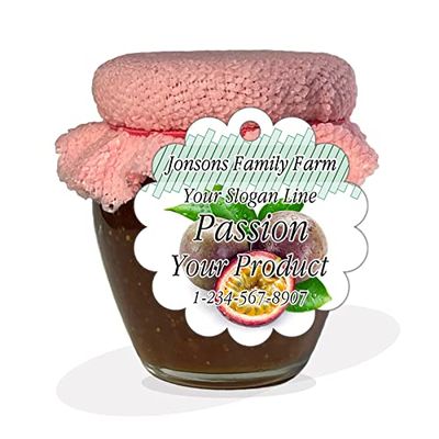 Fruits Jam Jelly Marmalade Candy Syrup Preserves Personalized Paper Tags for Present Your Home Homemade Canning or Farm Kitchen Name Product (Passion)