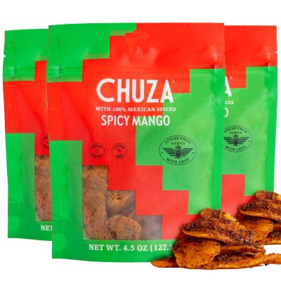 Chuza Spicy Dried Mango Slices, Mexican Snacks Chili Mango Dried Fruit,Sweet and Spicy Healthy Mexican Candy for Adult and Children ,Fresh and Natural Dried Mango-3 Pack