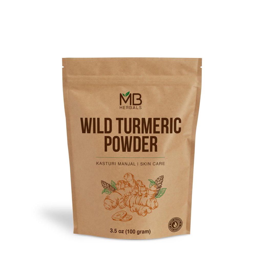 MB Herbals Wild Turmeric Powder 100g (3.5 oz) | Kasthuri Manjal | Kasturi Manjal | Curcuma aromatica | No Preservatives | No Additives | Non GMO | Skin Care | External Use Only