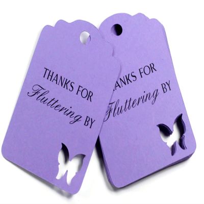 Butterfly Thank You Tags - Thanks for Fluttering By - 12pc (Purple)