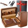 Cigar Humidor,Cigar Case Travel Cigar Humidors with V Cutter, Cigar Punch and Holder, Travel Cigar Humidor, Portable Leather Cigar Cases, Cigar Accessories, Men's Accessories Gift view 1