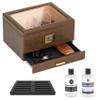 CASE ELEGANCE Belmont Glass Top Humidor Easy Humidification System, Thick Cedar, Accurate Digital Hygrometer, Leather Wrapped, Brown, Holds 30-60 Cigars view 1