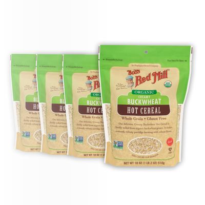 Bob's Red Mill Organic Gluten Free Creamy Buckwheat Hot Cereal, 18oz (Pack of 4) - Non GMO, Whole Grain, Vegan, Kosher