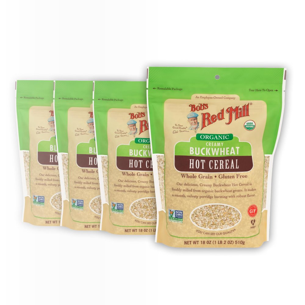 Bob's Red Mill Organic Gluten Free Creamy Buckwheat Hot Cereal, 18oz (Pack of 4) - Non GMO, Whole Grain, Vegan, Kosher