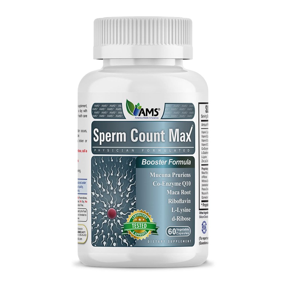 America Medic & Science Sperm Count Max (60 Capsules) | Male Fertility Supplement | Enhances Sperm Count and Reproductive Health | Prenatal Vitamins for Men | with Zinc, CoQ10, Vitamin C, B2, and B12