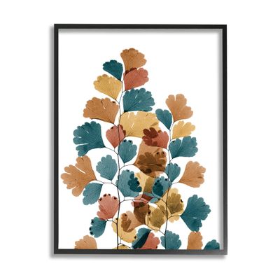 Stupell Industries Bold Ginkgo Leaf Arrangement Blue Orange Modern Botanicals, Design by Albert Koetsier