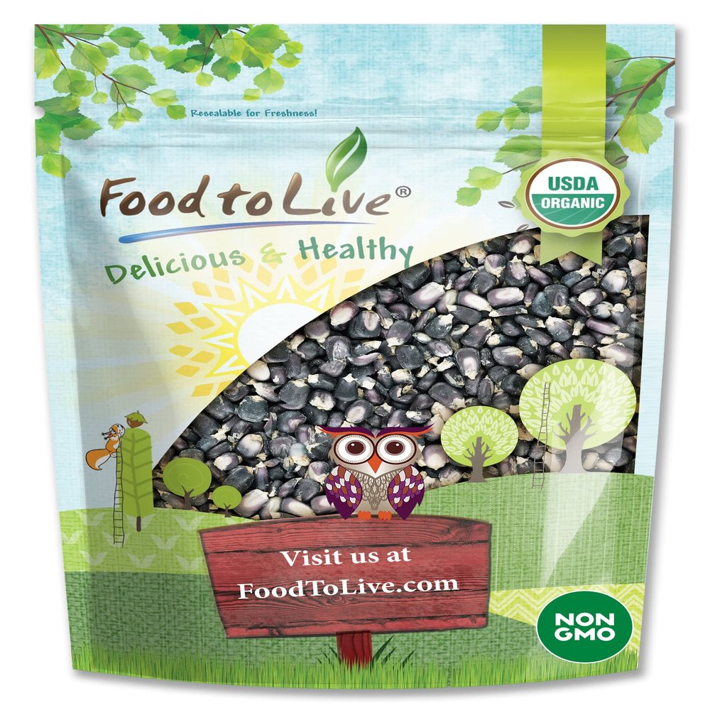 Organic Blue Corn Kernels, 5 Pounds - Non-GMO, Whole Dried Kernels, Vegan, Bulk. Cereal Grain. Good Source of Vitamin B6, Phosphorus. Great for Grinding. Perfect for Stews, Casseroles, Soups