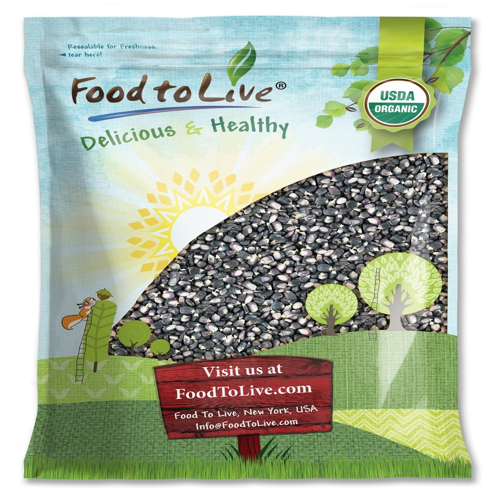 Organic Blue Corn Kernels, 10 Pounds - Non-GMO, Whole Dried Kernels, Vegan, Bulk. Cereal Grain. Good Source of Vitamin B6, Phosphorus. Great for Grinding. Perfect for Stews, Casseroles, Soups
