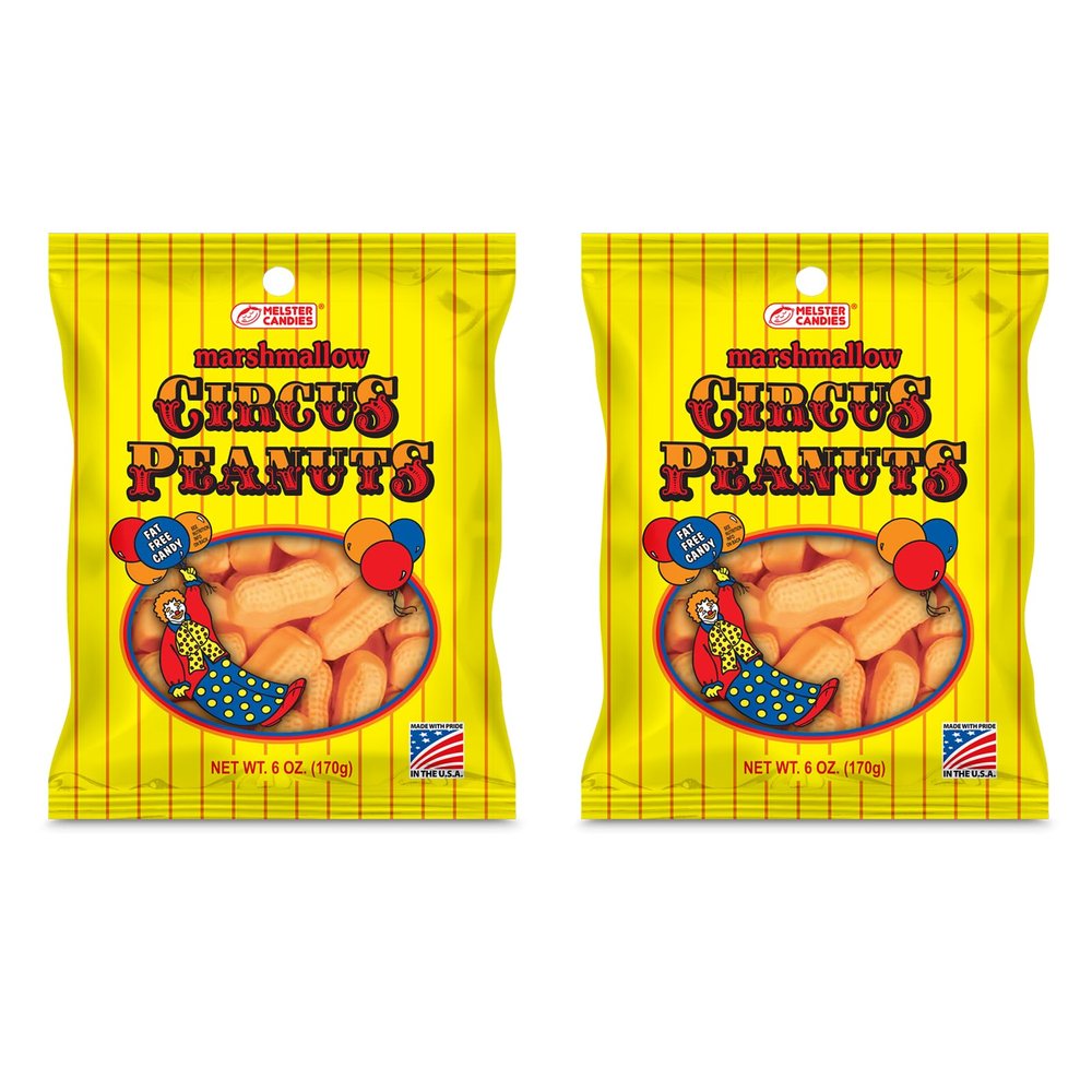 Melster Candies - Classic Marshmallow Circus Peanut Candies - Fat Free, Iconic and Nostalgic Sweet Treat - 6 oz. Bags - 2 Pack