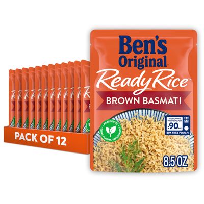 BEN'S ORIGINAL Ready Rice Brown Basmati Rice, Easy Dinner Side, 8.5 oz Pouch (Pack of 12)