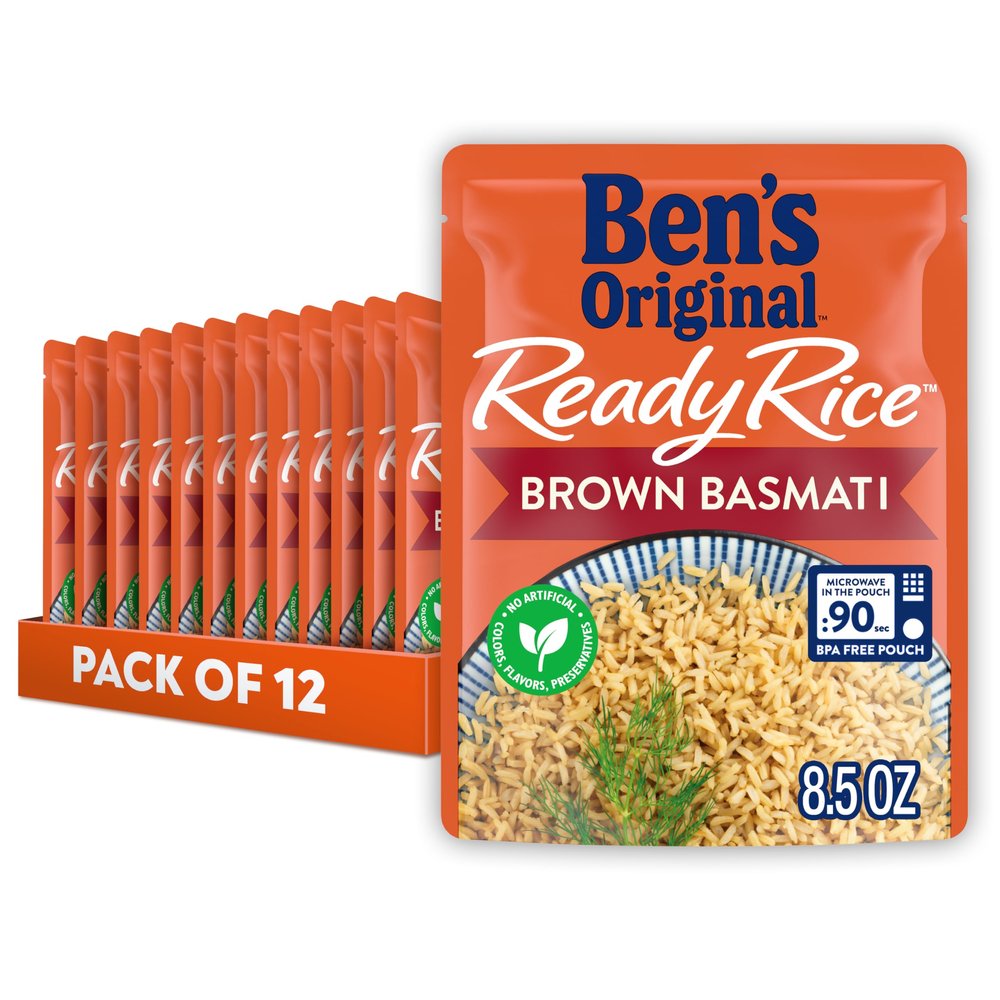 BEN'S ORIGINAL Ready Rice Brown Basmati Rice, Easy Dinner Side, 8.5 oz Pouch (Pack of 12)