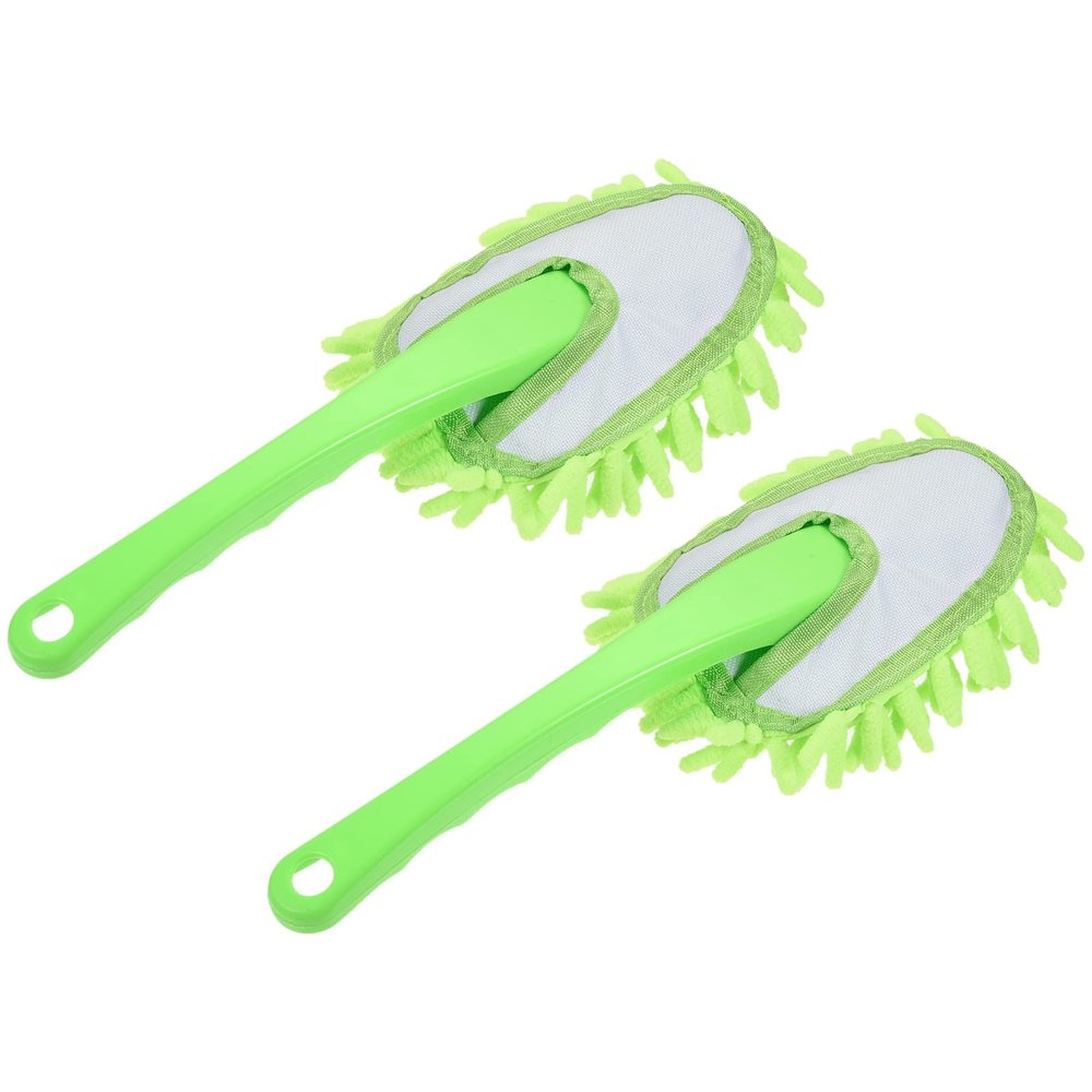 MECCANIXITY Microfiber Chenille Duster Washable Cleaning Brush Dusting Tool for Computer, Keyboard, Window, Furniture, Home, Kitchen, Office, Green, Pack of 2