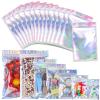 100 Pcs 5.9 x 8.7 Inch Resealable Mylar Bags Smell Proof Pouch Aluminum Foil Packaging Plastic Bag,Mylar Storage Bags For Candy,Jewelry,Screw,Holographic Rainbow Color view 1