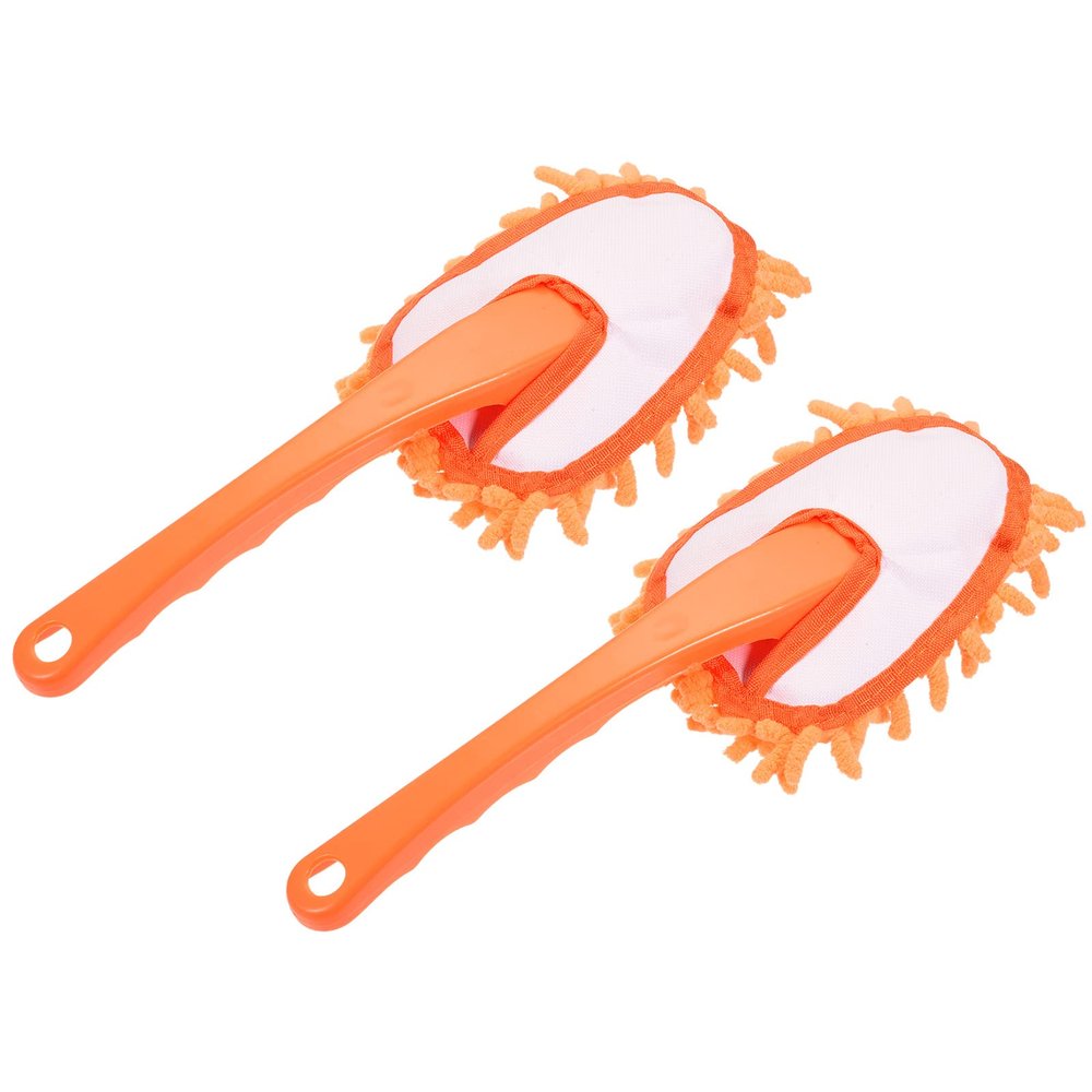 MECCANIXITY Microfiber Chenille Duster Washable Cleaning Brush Dusting Tool for Computer, Keyboard, Window, Furniture, Home, Kitchen, Office, Orange, Pack of 2