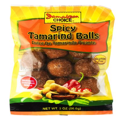 Jamaican Choice Spicy Tamarind Balls, Sweet And Sour, Caramelo De Tamarindo (2 oz Bags) 1-Pack