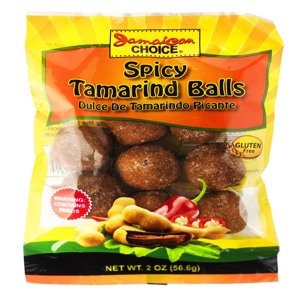 Jamaican Choice Spicy Tamarind Balls, Sweet And Sour, Caramelo De Tamarindo (2 oz Bags) 1-Pack