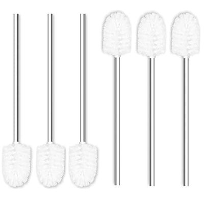 6PCS Toilet Brush Plastic Toilet Brushes Toilet Bowl Cleaner Brush Toilet Replacement Brush Bathroom Cleaning Brushes with Stainless Steel Handle. (White)