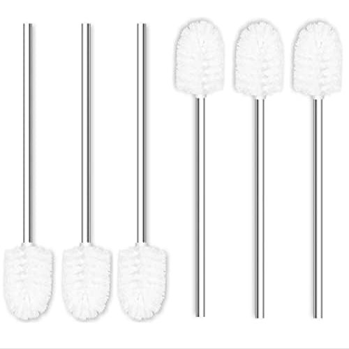 6PCS Toilet Brush Plastic Toilet Brushes Toilet Bowl Cleaner Brush Toilet Replacement Brush Bathroom Cleaning Brushes with Stainless Steel Handle. (White)