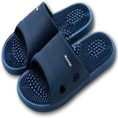 HQSLPS Massage Slippers Acupressure Foot Open Toe Reflexology Sandals Relief Neuropathy Arthritis Plantar Foot Pain Plantar Fasciitis Slippers Women Men Indoor Non-Slip (8-8.5 Men, Blue)