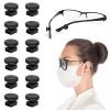 MEETI 6 Pairs Adjustable Eyeglass Hooks for Mask Holders to Protect Ears, Comfort Silicone Ear Saver for Masks Glasses, Relieve Pressure & Mask Ear Pain Strap Extenders, Black view 1