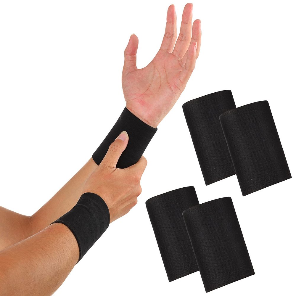 SATINIOR 2 Pairs Compression Wrist Sleeve Compression Wrist Brace Wrist Supports Wrist Wraps Elastic Wristbands for Men and Women Tennis, Tendonitis, Carpal Tunnel (Black, Small)