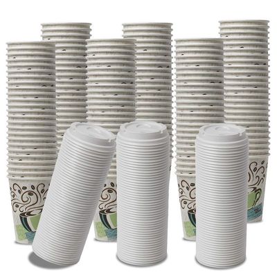 Paper Plates/Bowls Dixie PerfecTouch WiseSize Coffee Design Insulated Paper Cup, 12oz Cups and Lids Bundle (12 oz, 150 Cups, 150 Lids - Set of 2)