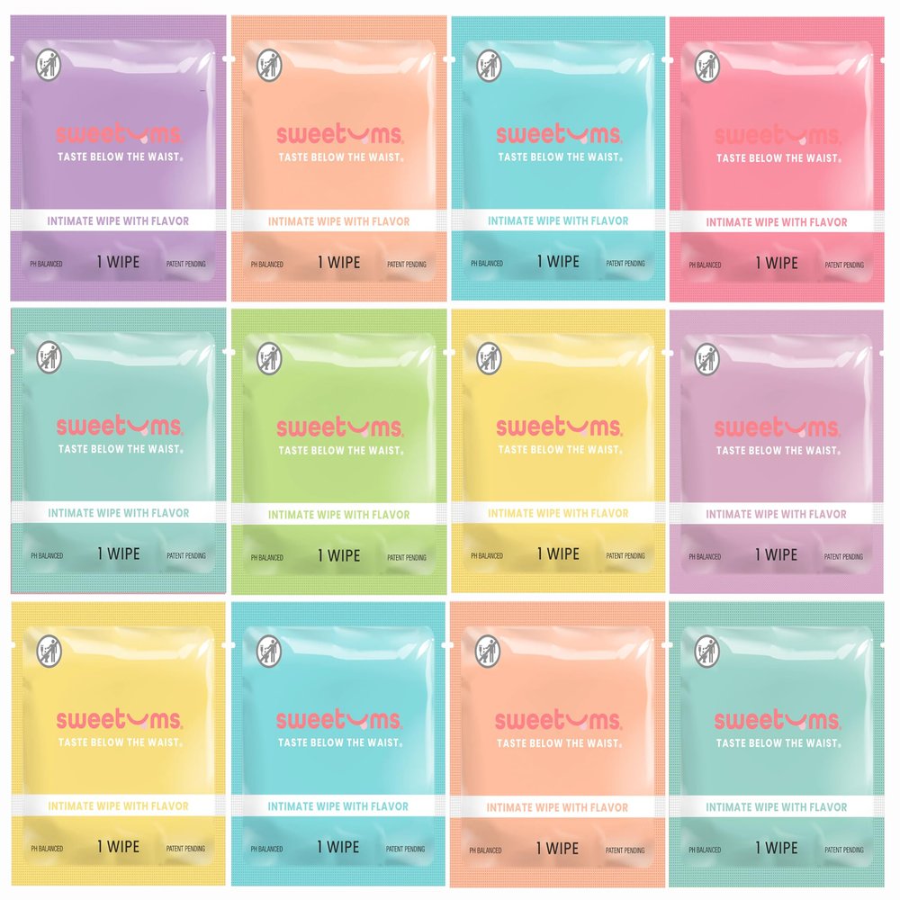 Sweetums Sample Size Feminine Wipes For Women, pH Balanced Biodegradable Flavored Intimate Wipes - Pack of 24