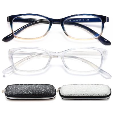 EYEURL 2 Pack Reading Glasses for Women Men, Blue Light Blocking Lightweight TR90 Readers Filter Glare/UV Rays/Eyestrain, 2.50
