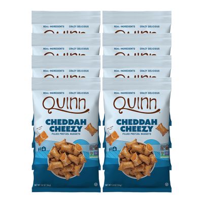 Quinn Cheddah Cheezy Filled Pretzel Nuggets - Made with Real Ingredients, Whole Grain Sorghum, Sea Salt, Vegan, Gluten Free, Dairy Free, Non-GMO - 5.8 Oz (Pack of 8)