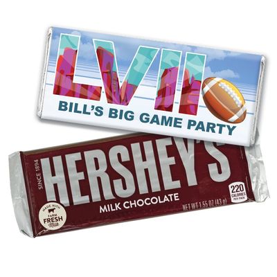 12ct Personalized Football Party Big Game Party Favors Candy Chocolate Bars (12 Pack) - No Assembly Required