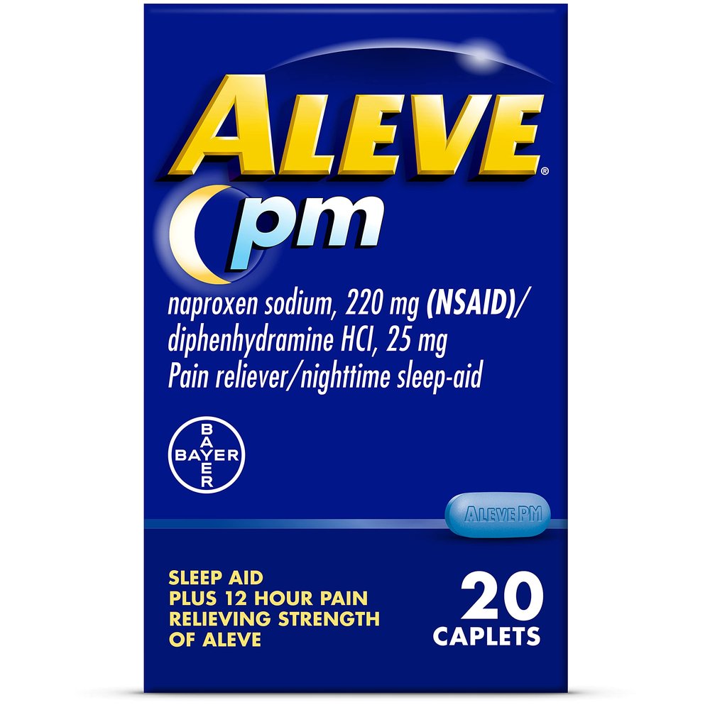 Aleve Pain Relief and Nighttime Sleep Aid Naproxen Sodium Caplets  20 Count