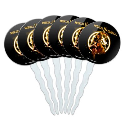MK11 Scorpion Glowing Logo Cupcake Picks Toppers Decoration Set of 6