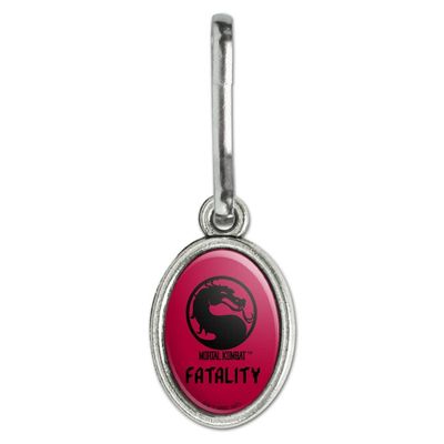 Mortal Kombat Fatality Logo Antiqued Oval Charm Clothes Purse Suitcase