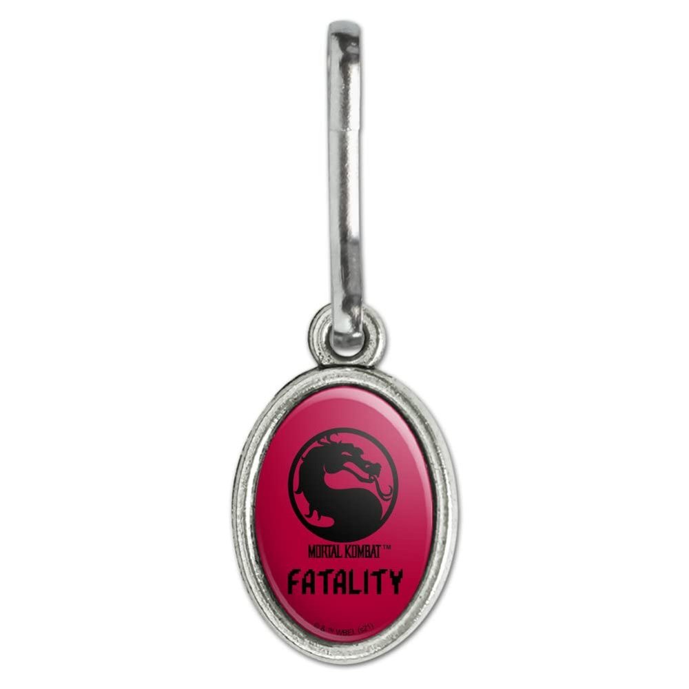 Mortal Kombat Fatality Logo Antiqued Oval Charm Clothes Purse Suitcase