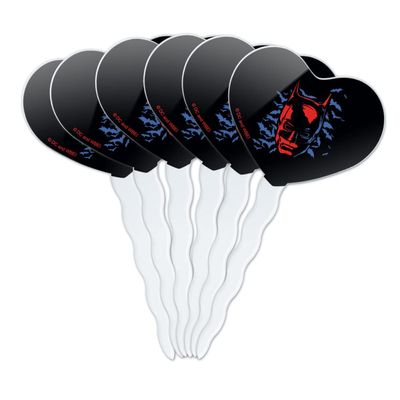 The Batman Bat Burst Heart Love Cupcake Picks Toppers Decoration Set of 6