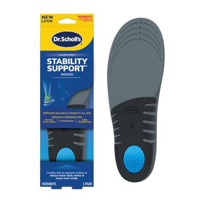 Dr. Scholl's Stability Support Insoles, Flat Feet & Overpronation Low Arch Support, Improves Balance & Stability, Motion Control, Trim Inserts to Fit Shoes, Women's Size 6-10
