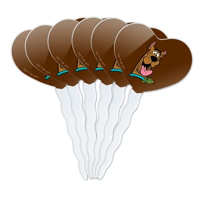 Scooby-Doo Headshot Heart Love Cupcake Picks Toppers Decoration Set of 6