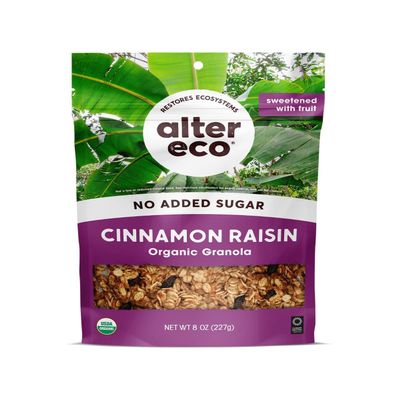 Alter Eco Cinnamon Raisin Granola, Healthy, Organic Breakfast & Snack, Naturally Sweetened with Fruit, Vegan, No Artificial Sugars or Additives, Regeneratively-Farmed Oats(Cinnammon Raisin - 3 Pack)