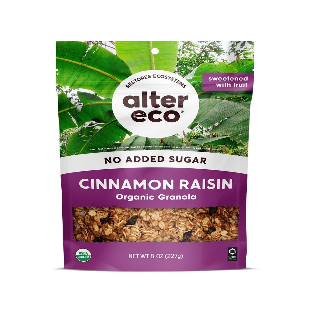 Alter Eco Cinnamon Raisin Granola, Healthy, Organic Breakfast & Snack, Naturally Sweetened with Fruit, Vegan, No Artificial Sugars or Additives, Regeneratively-Farmed Oats(Cinnammon Raisin - 3 Pack)