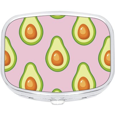 Avocados Pink Background Rectangle Pill Box Medicine and Vitamin Dispenser