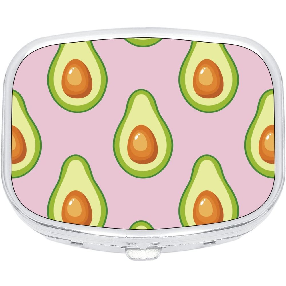 Avocados Pink Background Rectangle Pill Box Medicine and Vitamin Dispenser