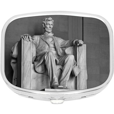 Abraham Lincoln Rectangle Pill Box Medicine and Vitamin Dispenser